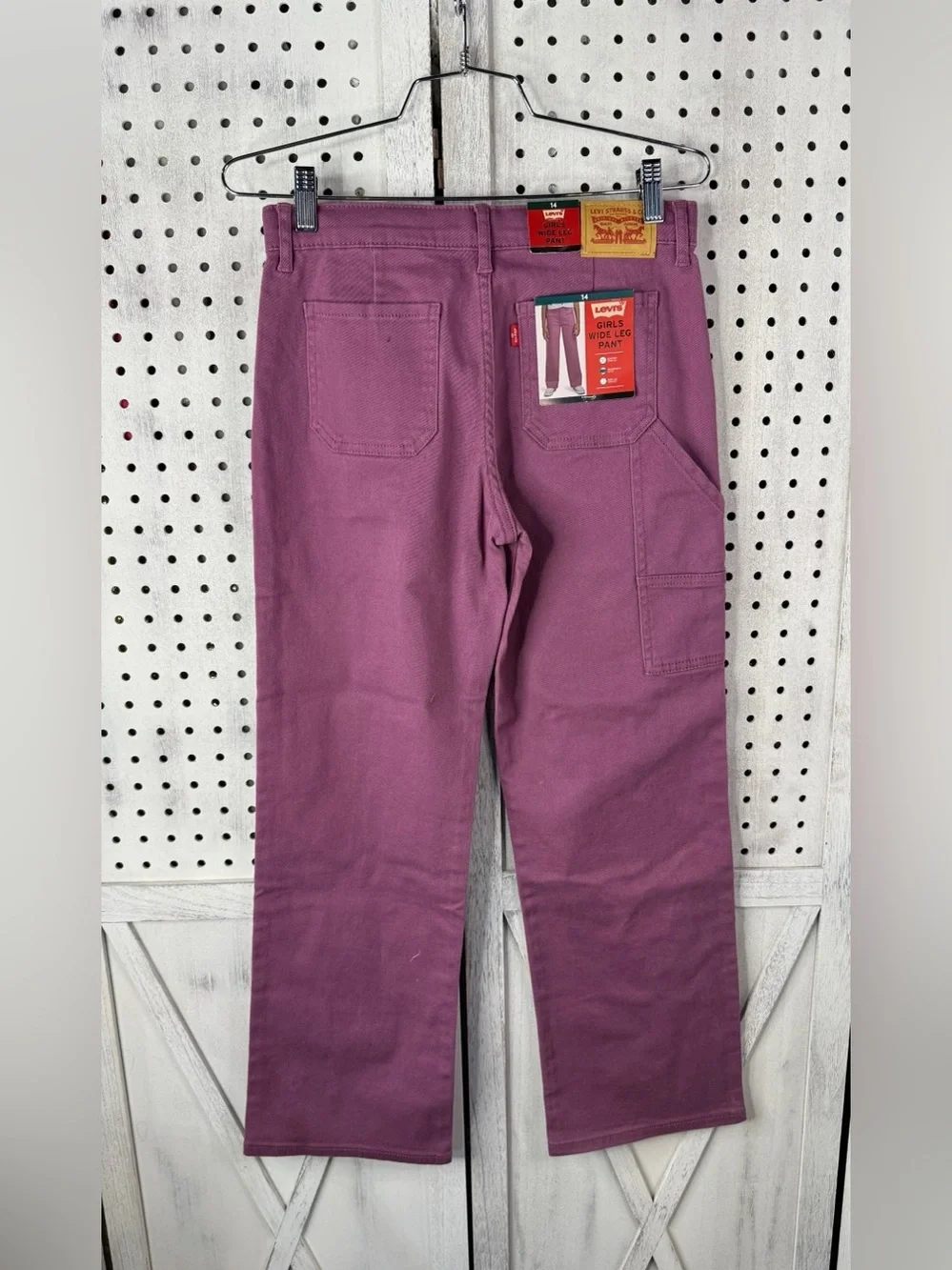 Levi’s Girls Mauve Wide Leg Utility Pants NWT Size 14 Y2K Streetwear Trendy